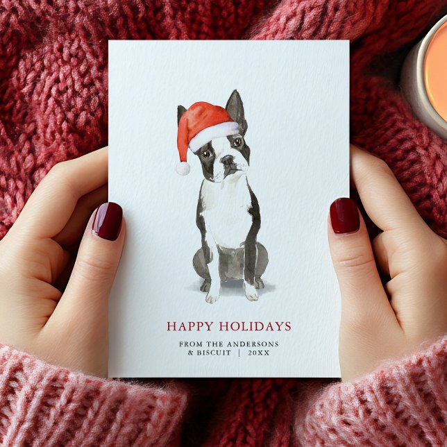Boston Terrier Julkort (Boston Terrier Christmas Card)