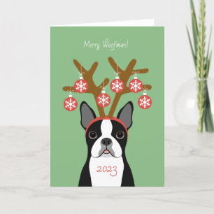 Boston Terrier-julkort - Helgdag Helgkort