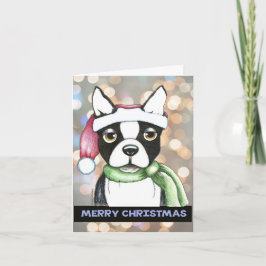 Boston Terrier-julkort Helgkort
