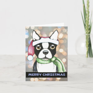 Boston Terrier-julkort Helgkort