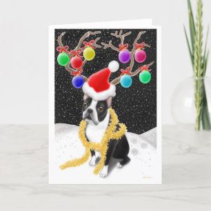 Boston Terrier-julkort Helgkort