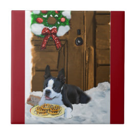 Boston Terrier Julpresenter Kakelplatta