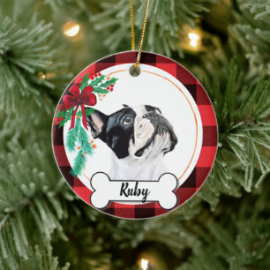 Boston Terrier-julprydnad Julgransprydnad Keramik