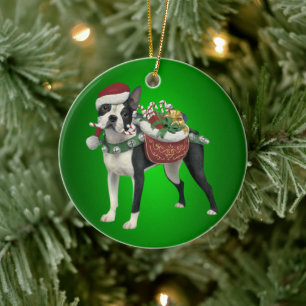 Boston Terrier-julprydnad Julgransprydnad Keramik