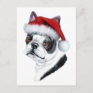 Boston Terrier jultomten Helg Vykort