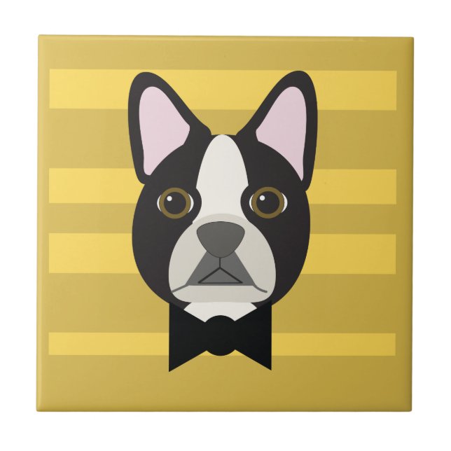 Boston Terrier Kakelplatta (Framsidan)