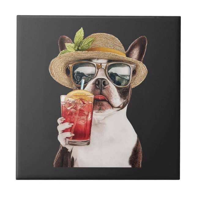 Boston Terrier Kakelplatta (Framsidan)