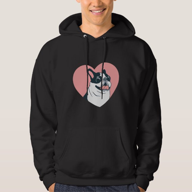Boston Terrier Kärlek 168 Hoodie (Framsida)