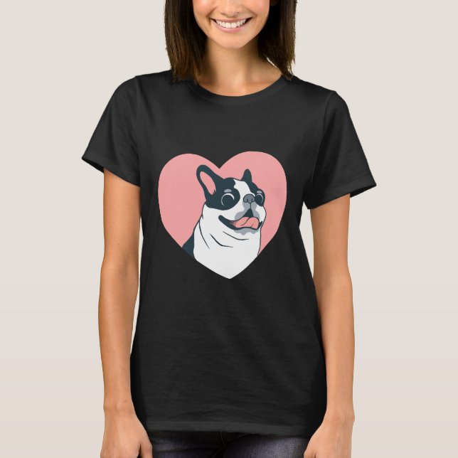 Boston Terrier Kärlek 168 T Shirt (Framsida)