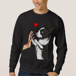 Boston Terrier Kärlek Bostie Hund Mamma Funny Girl Lång Ärmad Tröja