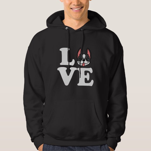 Boston Terrier Kärlek Hund Apparel Hoodie (Framsida)