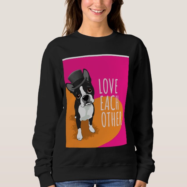 Boston Terrier Kärlek m.fl. grafik T Shirt (Framsida)