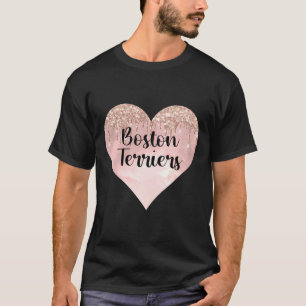 Boston Terrier Kärlek med Glitter T Shirt
