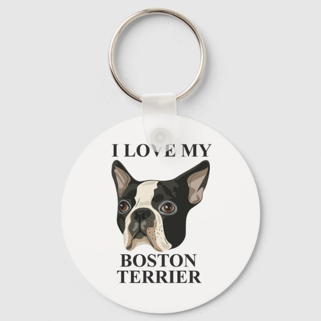 Boston Terrier Kärlek Nyckelring (Framsida)
