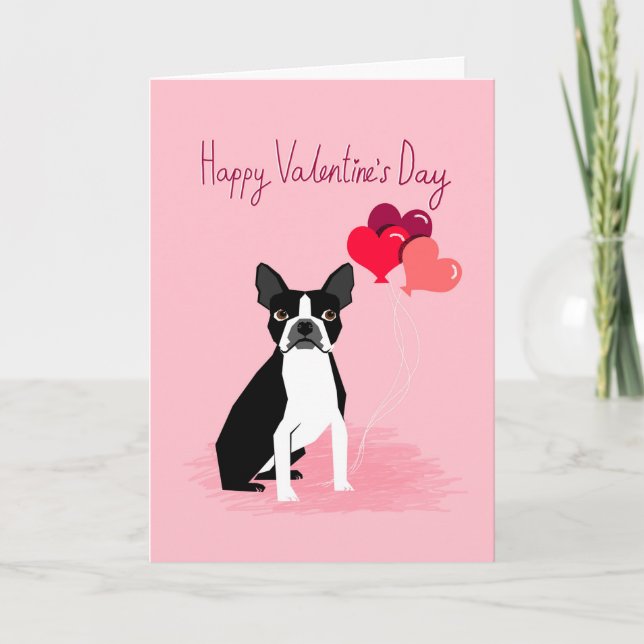 Boston Terrier Kärlek Valentiness Card Helgkort (Framsida)