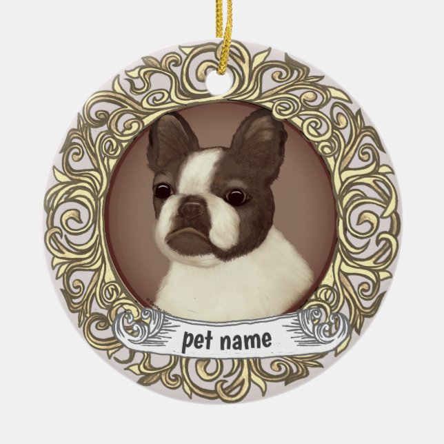 Boston Terrier Kärleksminnesornament Julgransprydnad Keramik (Framsidan)
