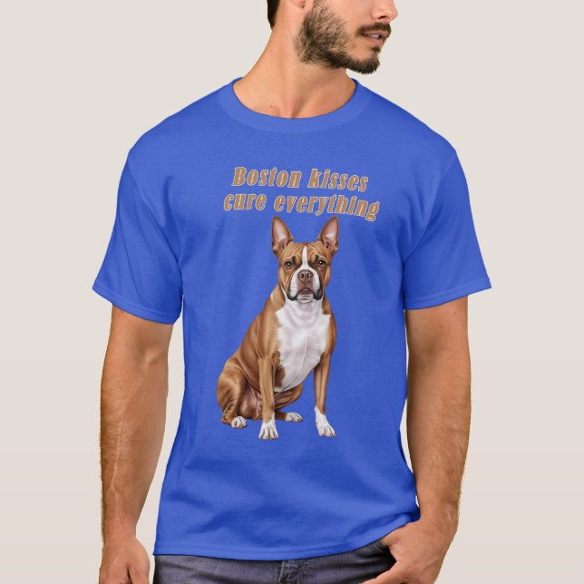 Boston Terrier Kisses Cure Everything – Men’s Dog  T Shirt (Framsida)