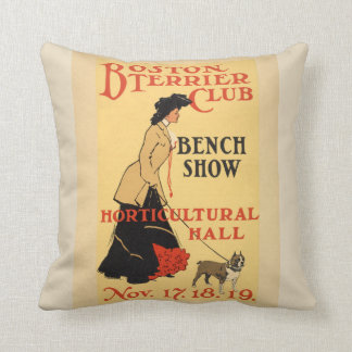 Boston Terrier Klubb Vintage affisch Illustration Kudde