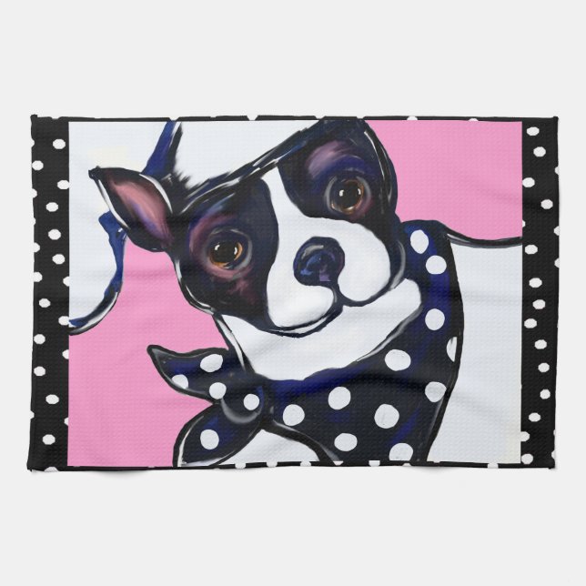Boston Terrier Kökshandduk (Horisontell)