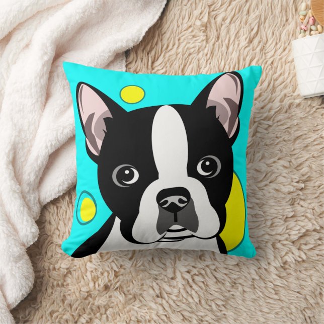 Boston Terrier Konst Kudde (Filt)