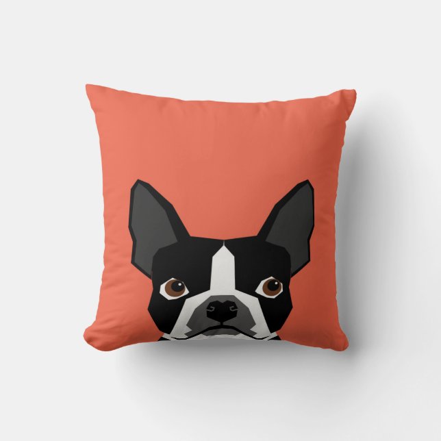 Boston Terrier Kudd Sofa Söt Rolig Boston Terrier Kudde (Framsida)