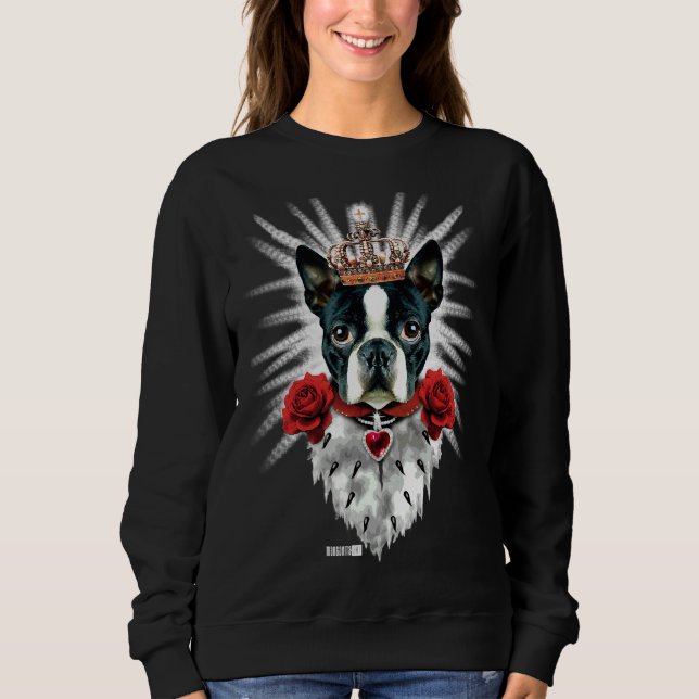 Boston Terrier Kung Krona Royal Passande T Shirt (Framsida)
