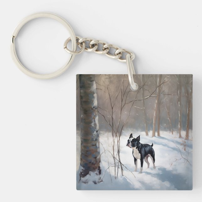 Boston Terrier Låt det snöa jul (Framsidan)