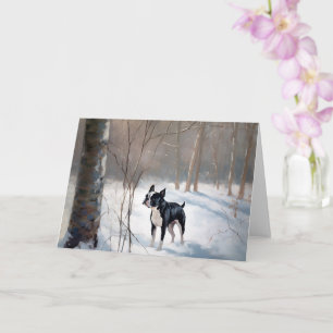 Boston Terrier Låt det snöa jul Kort