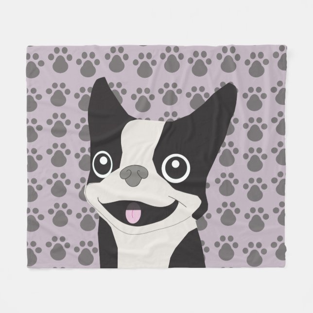 Boston Terrier, Lila lavendel Fleecefilt (Framsidan (Horisontell))