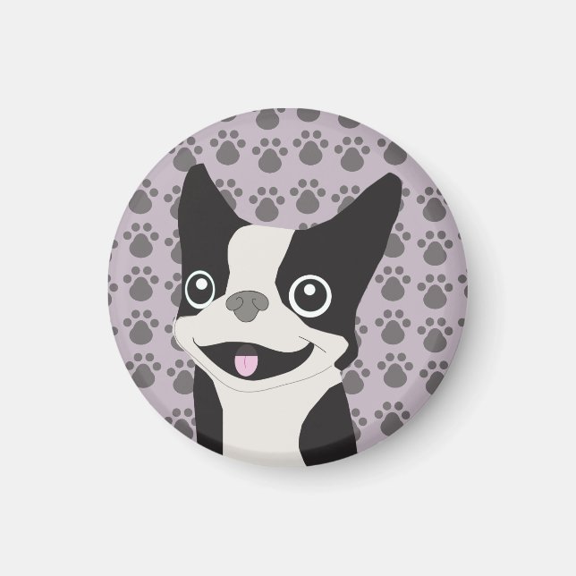 Boston Terrier, Lila lavendel Magnet (Framsidan)