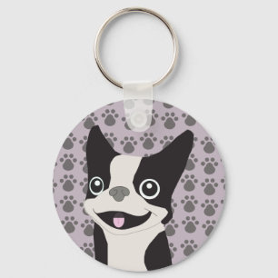 Boston Terrier, Lila lavendel Nyckelring