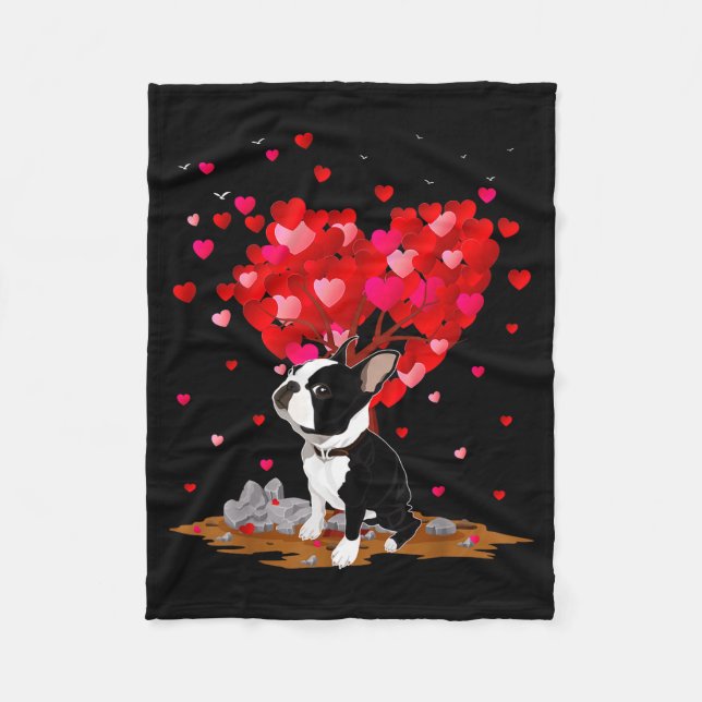 Boston Terrier Lover Heart Shape Boston Terrier Va Fleecefilt (Framsidan)