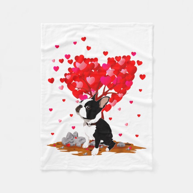 Boston Terrier Lover Heart Shape Boston Terrier Va Fleecefilt (Framsidan)