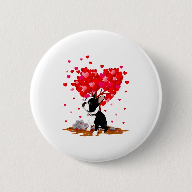 Boston Terrier Lover Heart Shape Boston Terrier Va Knapp (Framsida)