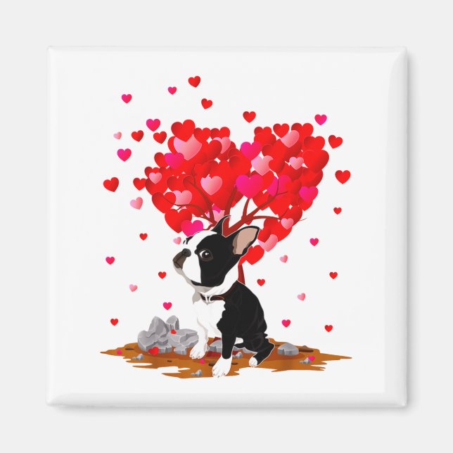 Boston Terrier Lover Heart Shape Boston Terrier Va Magnet (Framsidan)