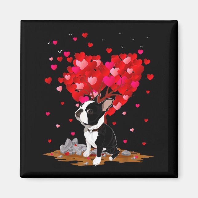 Boston Terrier Lover Heart Shape Boston Terrier Va Magnet (Framsidan)