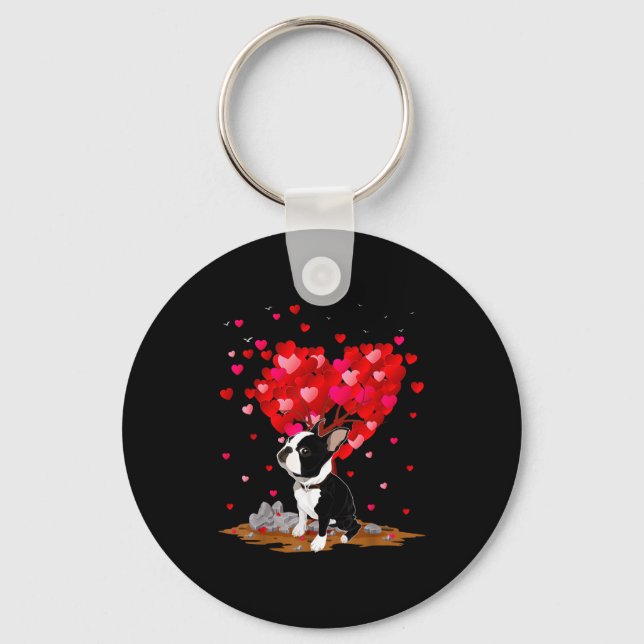 Boston Terrier Lover Heart Shape Boston Terrier Va Nyckelring (Framsida)