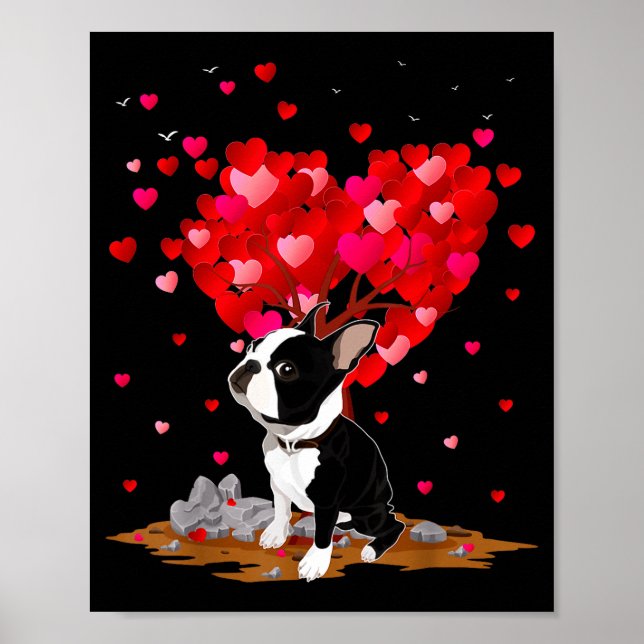 Boston Terrier Lover Heart Shape Boston Terrier Va Poster (Framsidan)