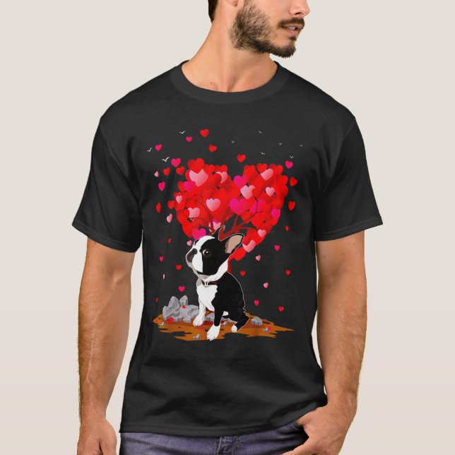 Boston Terrier Lover Heart Shape Boston Terrier Va T Shirt (Framsida)