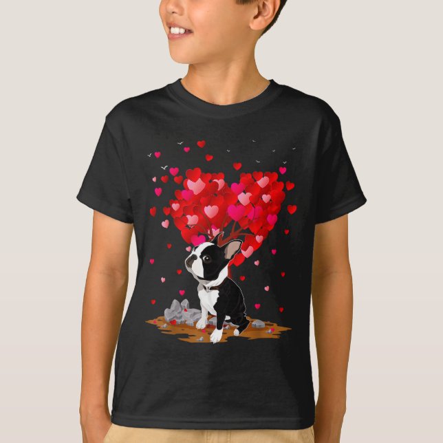 Boston Terrier Lover Heart Shape Boston Terrier Va T Shirt (Framsida)