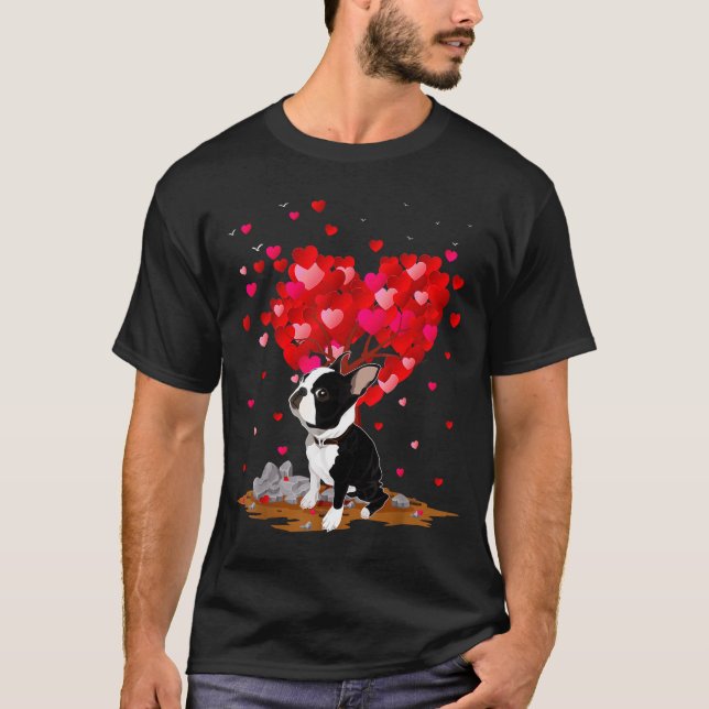 Boston Terrier Lover Heart Shape Boston Terrier Va T Shirt (Framsida)