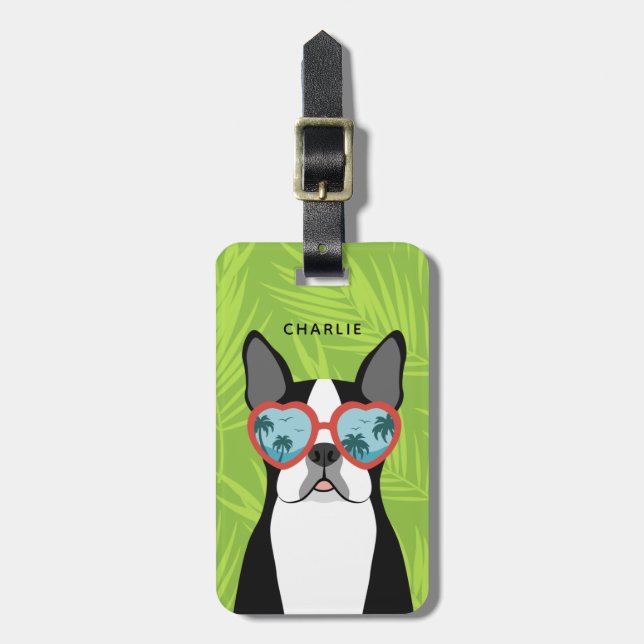 Boston Terrier Luggage Tags Bagagebricka (Vertikal Framsida)