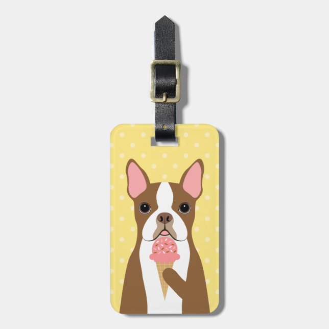 Boston Terrier Luggage Tags Bagagebricka (Vertikal Framsida)