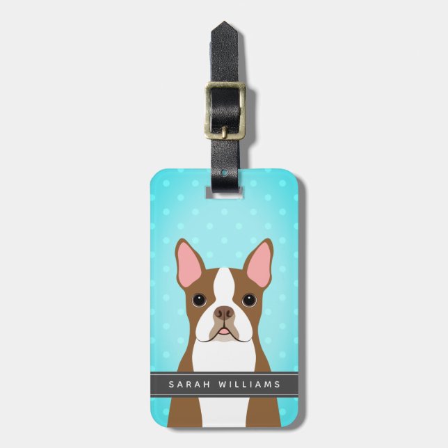 Boston Terrier Luggage Tags Bagagebricka (Vertikal Framsida)