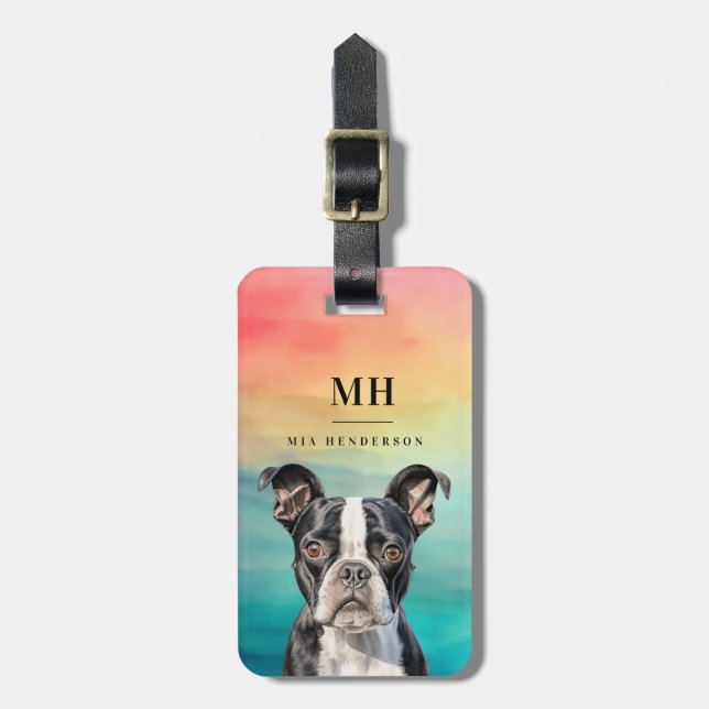 Boston Terrier Luggage Tags Bagagebricka (Vertikal Framsida)