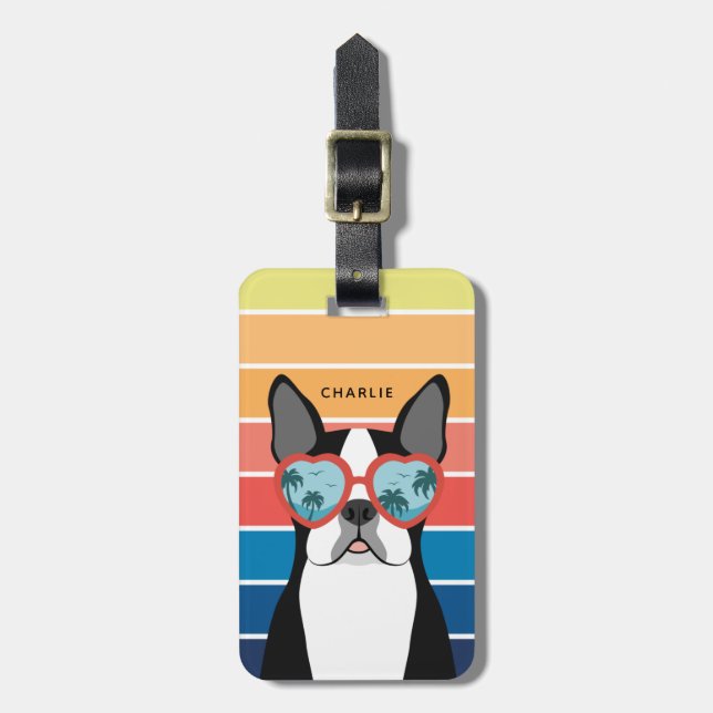 Boston Terrier Luggage Tags Bagagebricka (Vertikal Framsida)