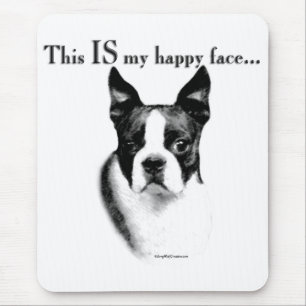 Boston Terrier Lycklig Ansikte Musmatta