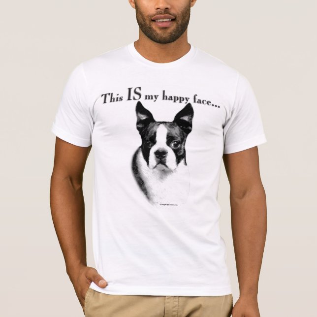 Boston Terrier Lycklig Ansikte Tee Shirt (Framsida)
