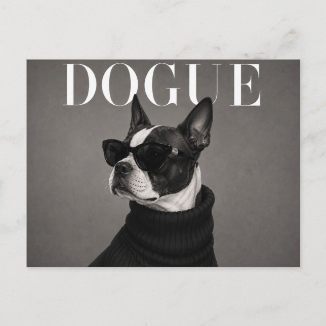 Boston Terrier Lyxredaktionell Vykort (Framsida)