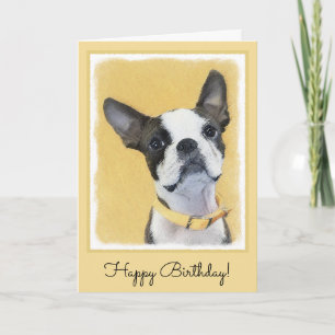 Boston Terrier-målning - Cute Original-Hund Art Kort
